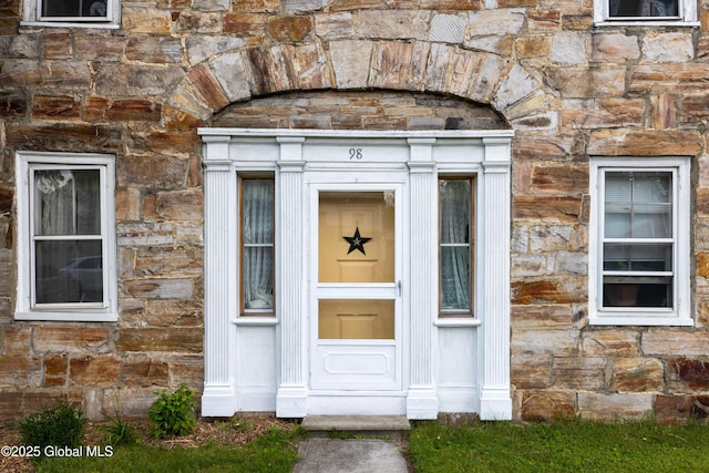 98 George St, Fort Ann, NY 12827 - doorway to property featuring stone siding