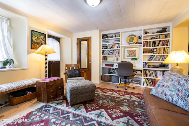 98 George St, Fort Ann, NY 12827 - office space featuring wood finished floors, plenty of natural light, crown molding, and built in shelves