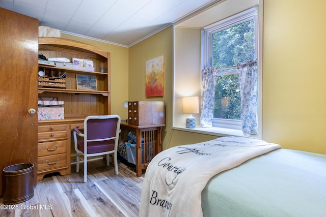98 George St, Fort Ann, NY 12827 - bedroom with wood finished floors, ornamental molding, and an office area