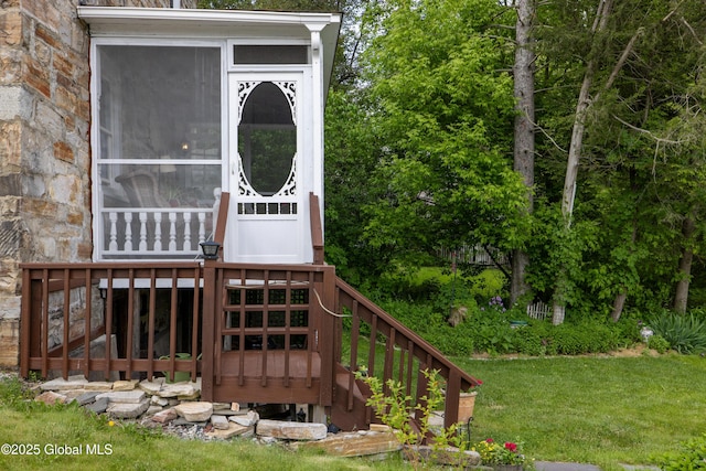 98 George St, Fort Ann, NY 12827 - entrance to property featuring stone siding and a lawn