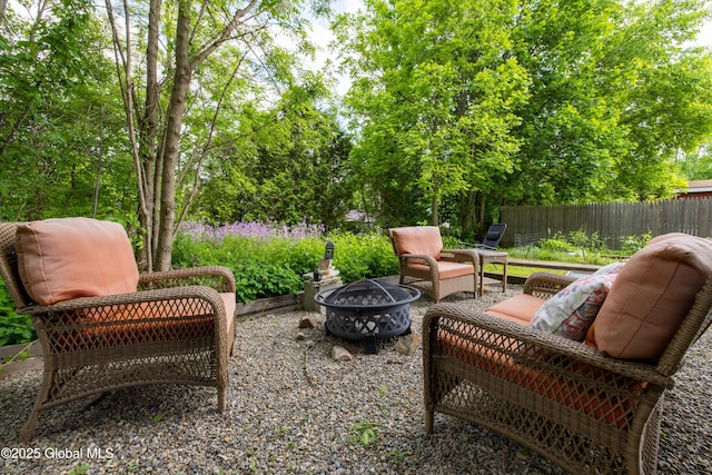 98 George St, Fort Ann, NY 12827 - view of patio featuring an outdoor fire pit