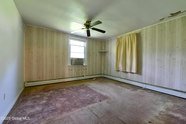 102 Willow St, Guilderland, NY 12084 - carpeted spare room with a ceiling fan, cooling unit, baseboard heating, and baseboards