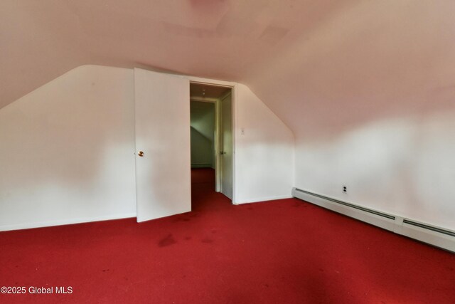 102 Willow St, Guilderland, NY 12084 - bonus room with baseboard heating, lofted ceiling, and carpet flooring