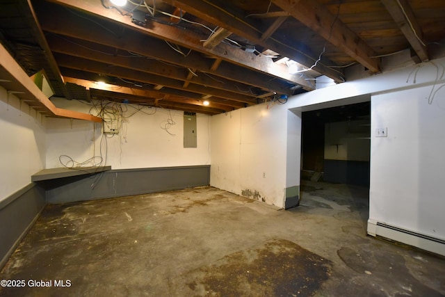 102 Willow St, Guilderland, NY 12084 - unfinished below grade area with electric panel and baseboard heating