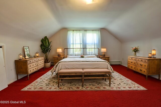 102 Willow St, Guilderland, NY 12084 - bedroom featuring baseboard heating and lofted ceiling