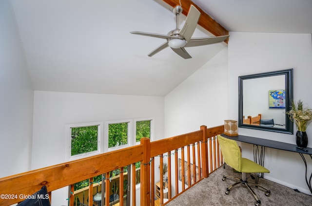 72 Hunter Dr Unit L5, Hunter, NY 12442 - carpeted office space with lofted ceiling and a ceiling fan