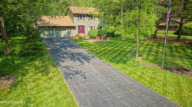 2 Clifton Pines Drive # Pvt, Clifton Park, NY 12065 - view of front of property with asphalt driveway, a garage, and a front lawn