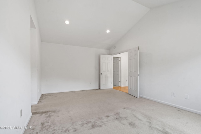 19 Runnel Dr, Colonie, NY 12304 - unfurnished room with carpet floors, baseboards, recessed lighting, and high vaulted ceiling