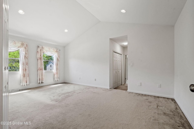 19 Runnel Dr, Colonie, NY 12304 - unfurnished room with carpet, lofted ceiling, baseboards, and recessed lighting