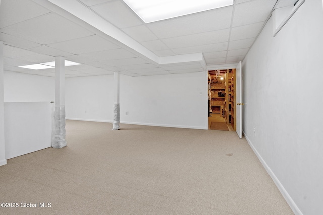 19 Runnel Dr, Colonie, NY 12304 - finished below grade area with carpet, a paneled ceiling, and baseboards