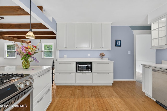21 Hemlock Dr, Greenfield, NY 12833 - kitchen featuring stainless steel appliances, light wood-style floors, and light countertops