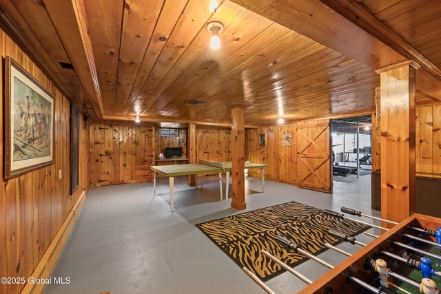 38 Horicon Ave, Glens Falls, NY 12801 - rec room with wood walls and wooden ceiling