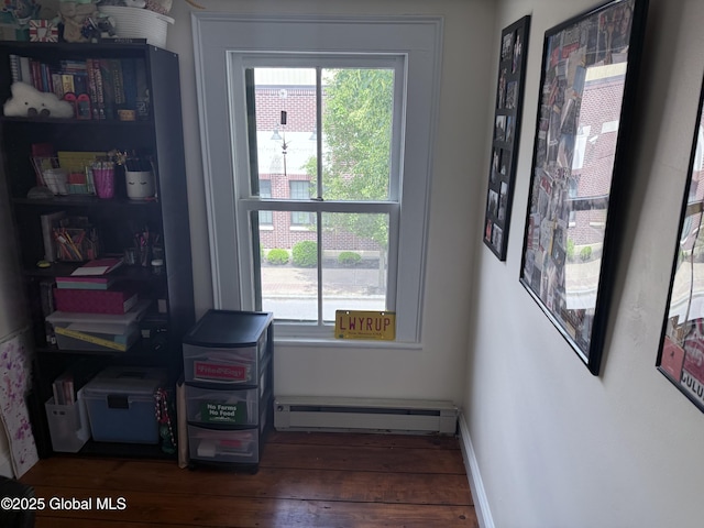 304 Green St, Schenectady, NY 12305 - office area featuring healthy amount of natural light, baseboard heating, and wood finished floors