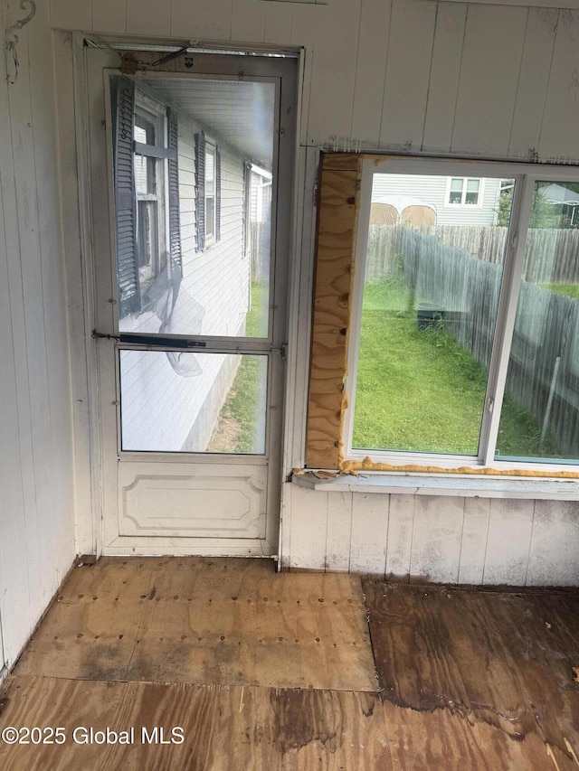 63 Ormond St, Albany, NY 12203 - entryway with hardwood / wood-style flooring and wooden walls