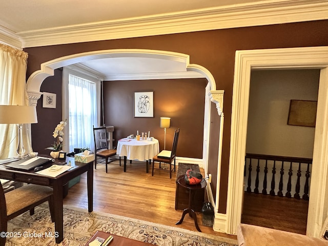 369 Madison Ave, Albany, NY 12210 - office space featuring wood finished floors, ornamental molding, and arched walkways