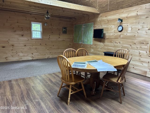 10 W Tucker Rd, Stony Creek, NY 12878 - dining area with wood finished floors and wooden walls