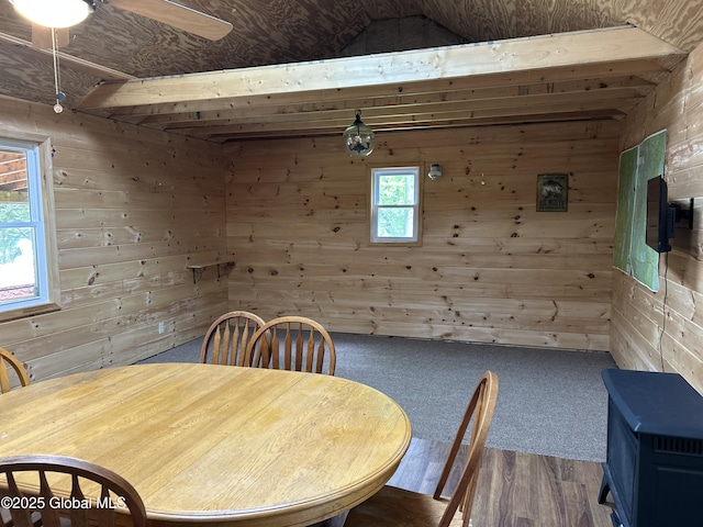 10 W Tucker Rd, Stony Creek, NY 12878 - dining area with wooden walls and wood finished floors
