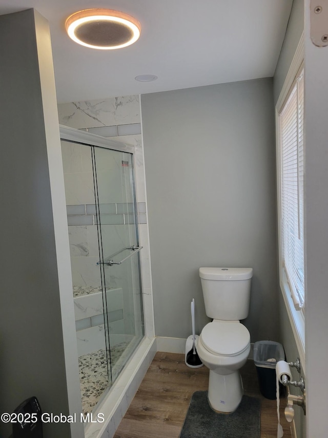 206 Catherine St, Scotia, NY 12302 - full bathroom featuring healthy amount of natural light, a shower stall, and wood finished floors