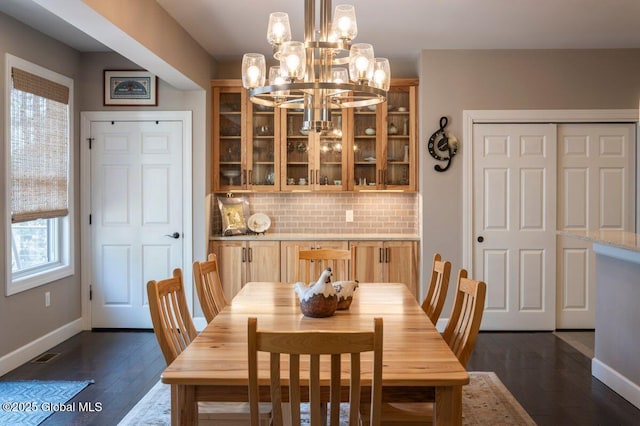 60AND0 Federal Hill Rd, Bolton, NY 12814 - dining space featuring a chandelier and dark wood-style flooring