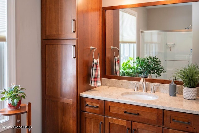 60AND0 Federal Hill Rd, Bolton, NY 12814 - bathroom with vanity and a shower with shower door