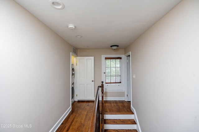 2 Darroch Rd, Bethlehem, NY 12054 - doorway to outside featuring baseboards, dark wood finished floors, and recessed lighting