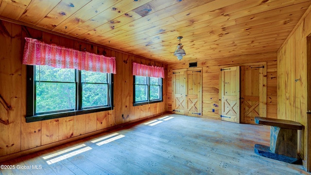 824 County Highway 106, Mayfield, NY 12010 - spare room featuring wooden walls, wood finished floors, and wooden ceiling