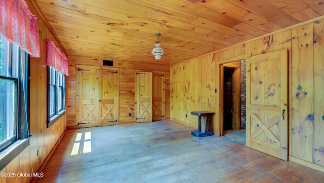 824 County Highway 106, Mayfield, NY 12010 - unfurnished room featuring wooden ceiling, wood walls, and hardwood / wood-style floors
