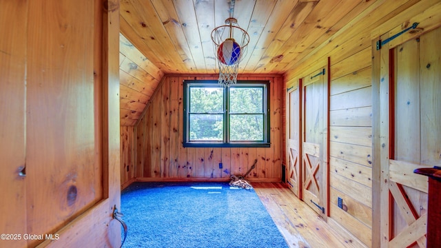 824 County Highway 106, Mayfield, NY 12010 - bonus room with wooden walls, light wood-style flooring, wooden ceiling, lofted ceiling, and baseboards