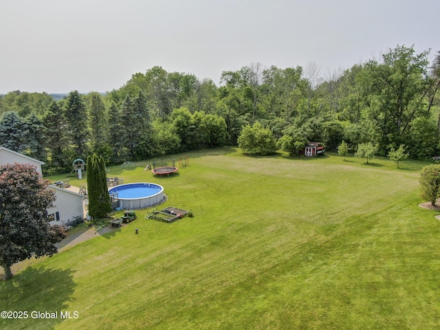 540 Mohawk Dr, Mohawk, NY 12068 - view of grassy yard with a trampoline