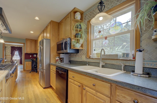 540 Mohawk Dr, Mohawk, NY 12068 - kitchen with stainless steel appliances, a sink, plenty of natural light, light wood-style flooring, and recessed lighting