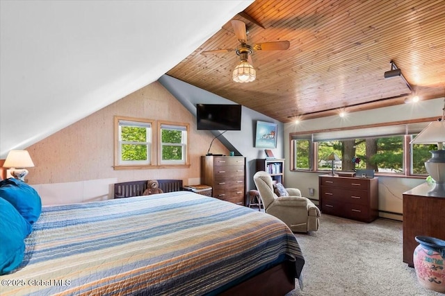 92 Fiddlers Ln, Colonie, NY 12110 - carpeted bedroom with baseboard heating, vaulted ceiling, and wood ceiling