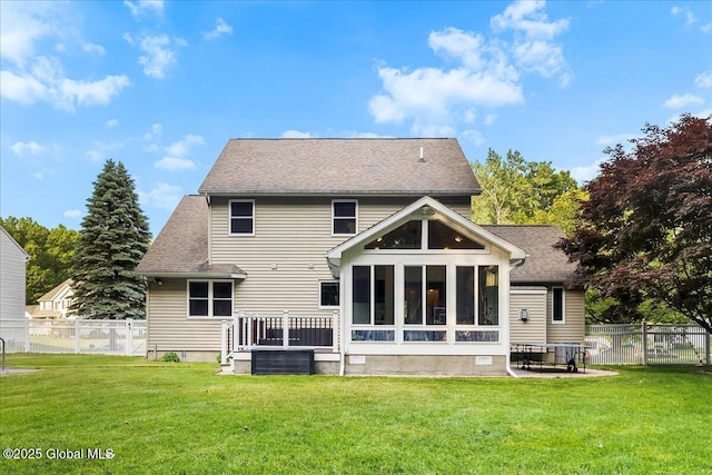 32 Kara Ln, Clifton Park, NY 12065 - back of house with a sunroom and roof with shingles