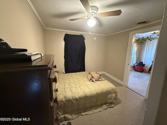 32 5th Ave, Gloversville, NY 12078 - carpeted bedroom with crown molding, baseboards, and a ceiling fan