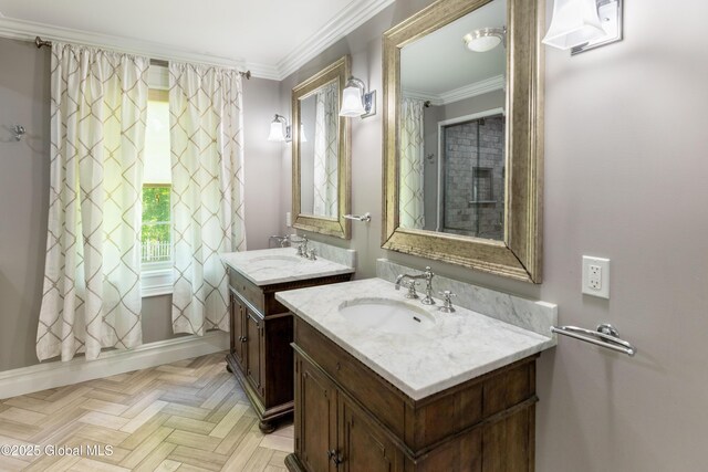 1269 Hawthorn Rd, Niskayuna, NY 12309 - full bathroom with two vanities and crown molding