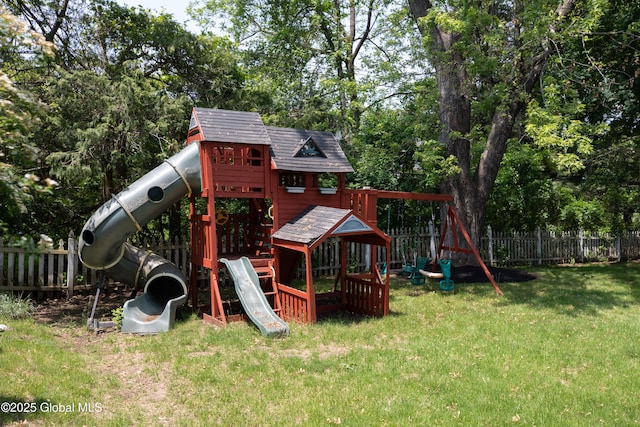 1269 Hawthorn Rd, Niskayuna, NY 12309 - view of playground with a fenced backyard and view of scattered trees