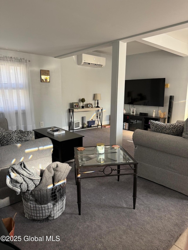 3516 Consaul Rd, Schenectady, NY 12304 - carpeted living area featuring a wall mounted air conditioner