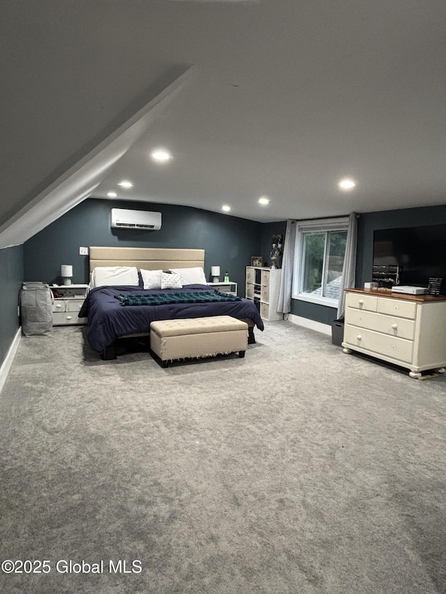 3516 Consaul Rd, Schenectady, NY 12304 - carpeted bedroom with a wall unit AC, recessed lighting, and baseboards