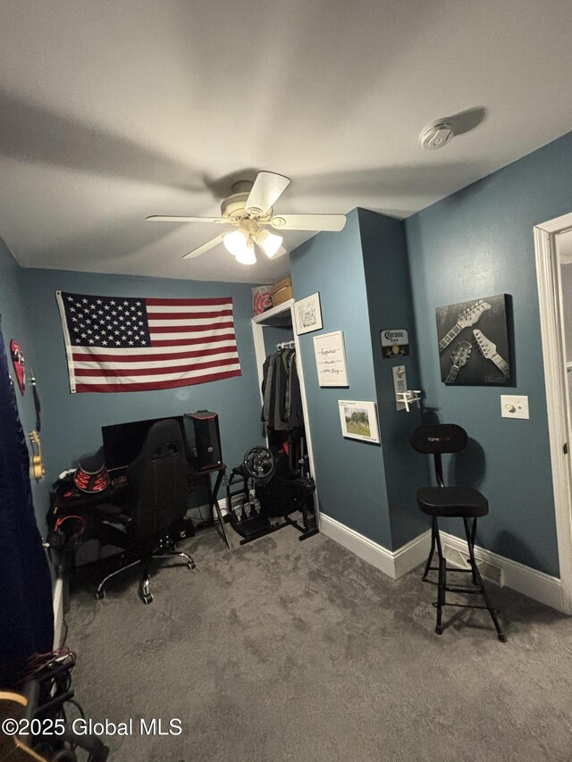 3516 Consaul Rd, Schenectady, NY 12304 - carpeted office with a ceiling fan and baseboards