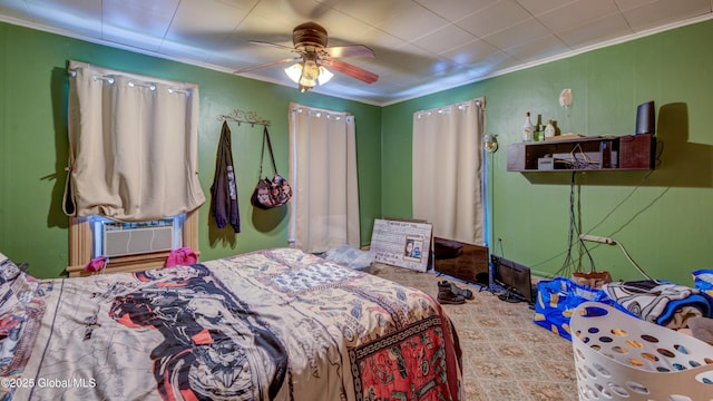 16 Caroline St, Amsterdam, NY 12010 - bedroom featuring crown molding, a ceiling fan, and cooling unit