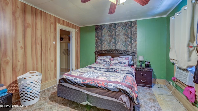 16 Caroline St, Amsterdam, NY 12010 - bedroom featuring crown molding, baseboards, a ceiling fan, and cooling unit