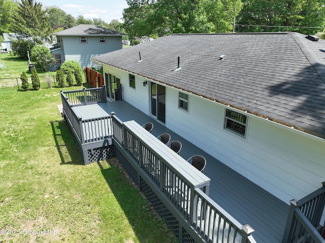 44 St Jude Ln, Glenville, NY 12302 - back of house featuring a deck, a lawn, and roof with shingles