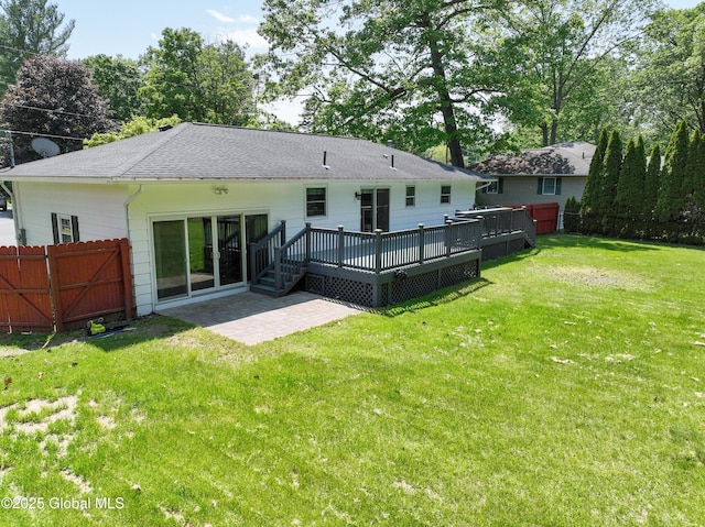 44 St Jude Ln, Glenville, NY 12302 - back of property with a patio, a deck, and roof with shingles