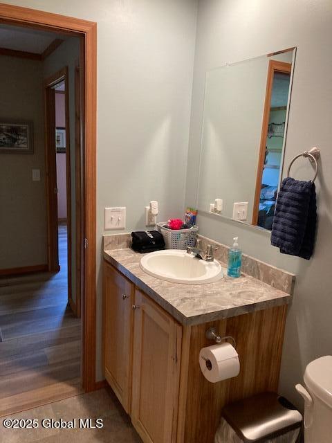 841 Battle Hill Rd, Hague, NY 12836 - bathroom with vanity and wood finished floors