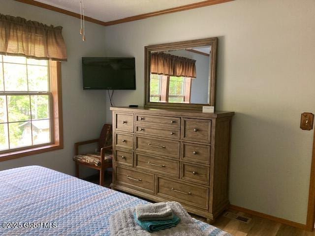 841 Battle Hill Rd, Hague, NY 12836 - bedroom with crown molding and wood finished floors