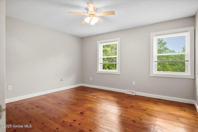 61 Lemaire Way, Argyle, NY 12809 - empty room with healthy amount of natural light, ceiling fan, hardwood / wood-style floors, and a textured ceiling