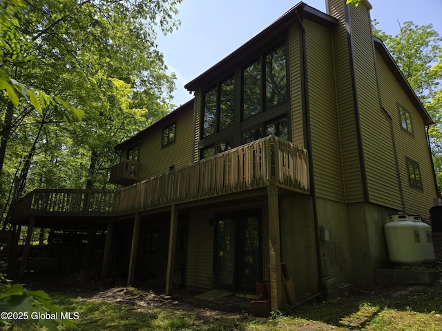 251 Vernon Rd, Glenville, NY 12302 - back of house featuring a chimney and a deck
