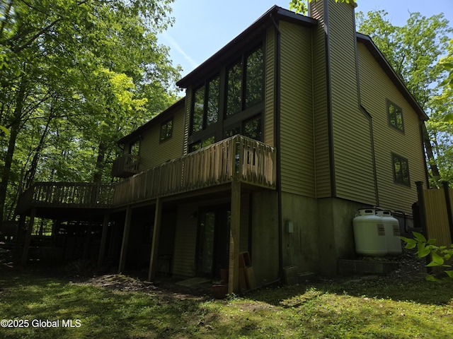 251 Vernon Rd, Glenville, NY 12302 - back of house featuring a chimney and a deck