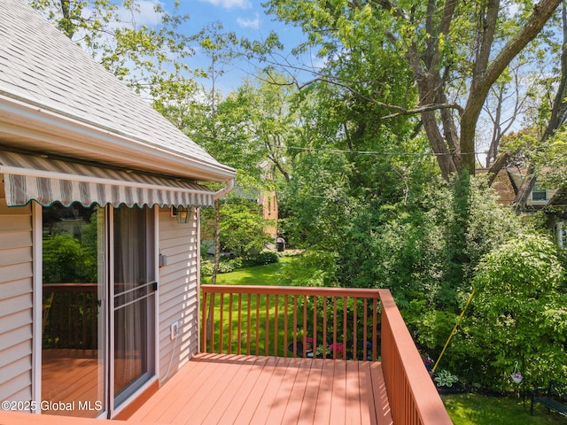 1401 Balltown Rd, Niskayuna, NY 12309 - wooden terrace with view of wooded area