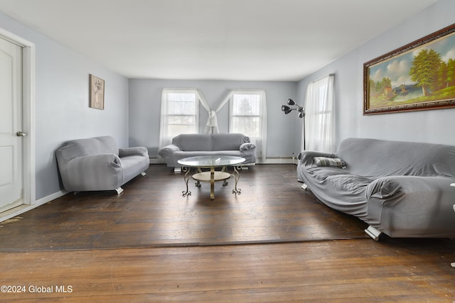 1176 State Highway 41, Afton, NY 13730 - living area with hardwood / wood-style flooring and a baseboard heating unit