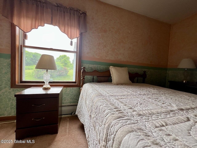 19 Cartier Ln, Fort Ann, NY 12827 - bedroom featuring wallpapered walls, carpet, and a baseboard heating unit